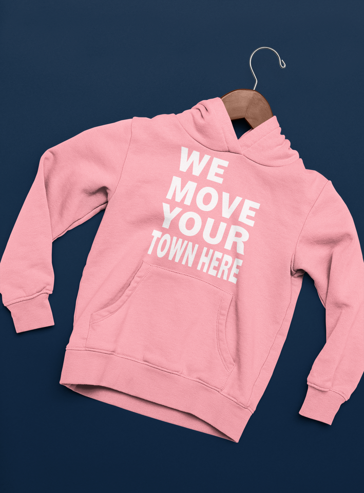 PINK CUSTOM PRINT WE MOVE PULLOVER HOODIE
