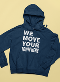 NAVY BLUE CUSTOM PRINT WE MOVE PULLOVER HOODIE