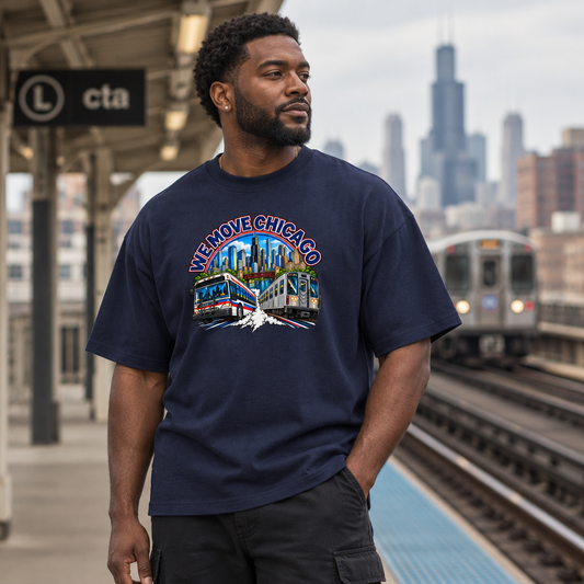 We Move Chicago tee lifestyle mockup