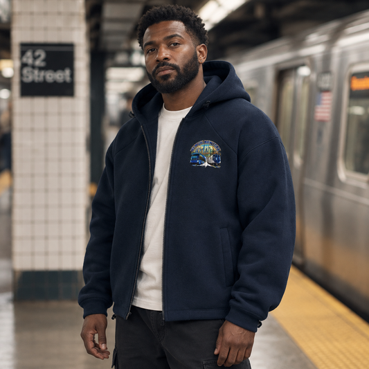 We Move New York full-zip hoodie lifestyle mockup